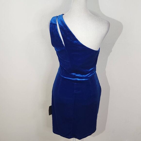 Lulus Blue Velvet Cocktail Mini Dress NWT Size Small Blue Velvet Dress - Picture 5 of 11